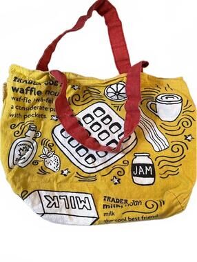 Trader Joe's Waffle and Toast Themed Canvas Tote Bag